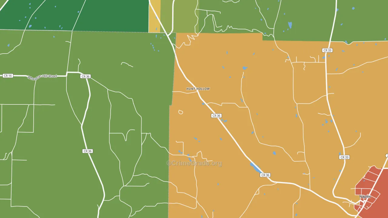 Hunt Hollow, NY Map of Robbery Rates