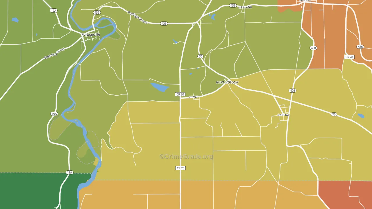 Hunt, NY Map of Robbery Rates