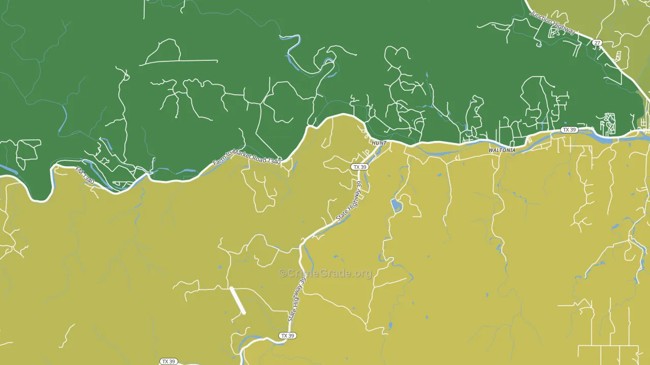 Hunt, TX Map of Robbery Rates