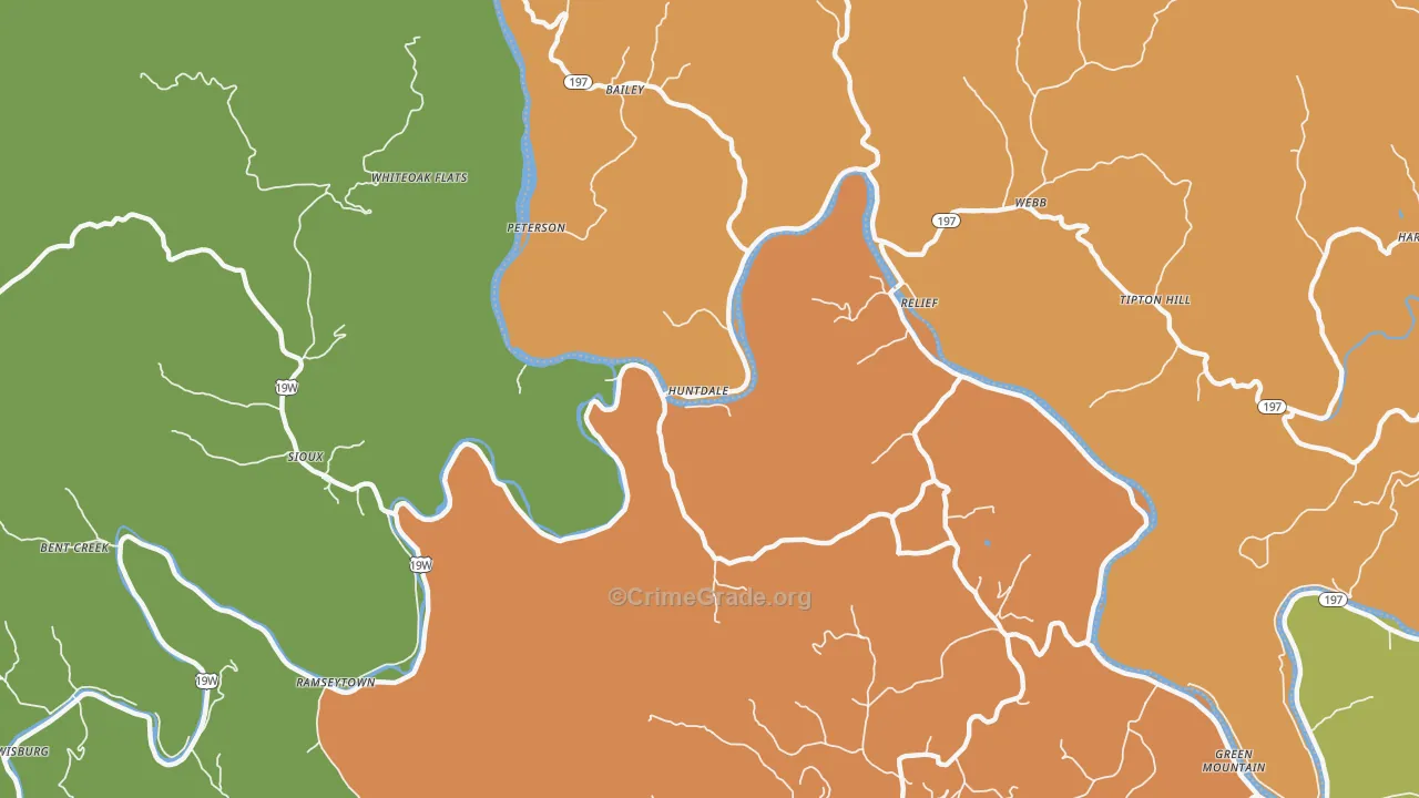 Huntdale, NC Map of Robbery Rates