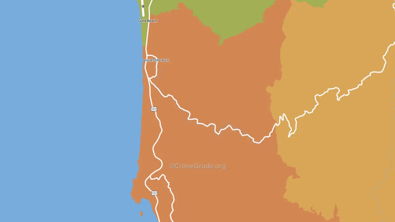 Hunter Creek, OR Map of Robbery Rates