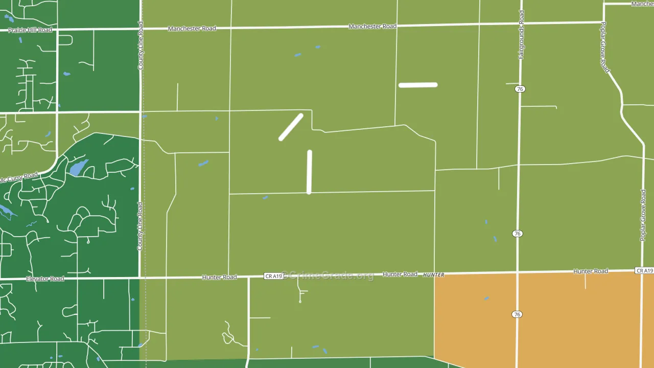 Hunter, IL Map of Robbery Rates