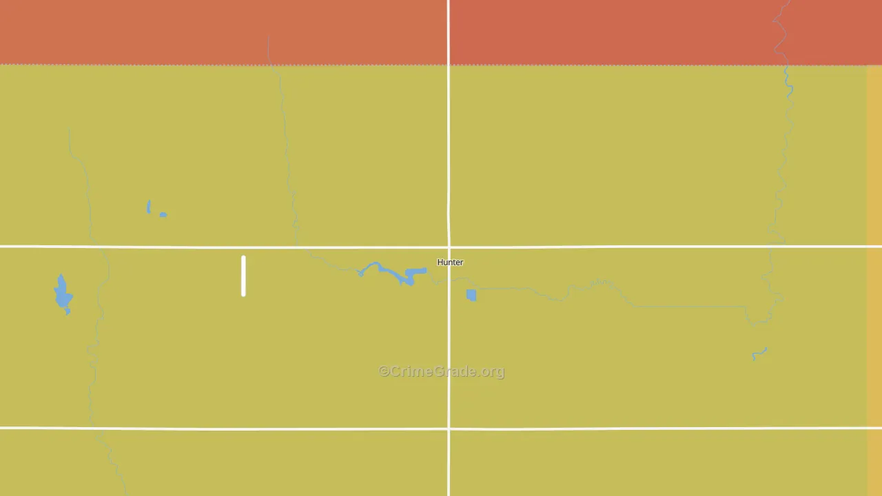Hunter, ND Map of Robbery Rates