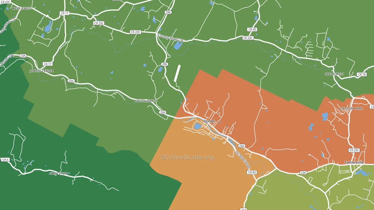 Hunter, NY Map of Robbery Rates