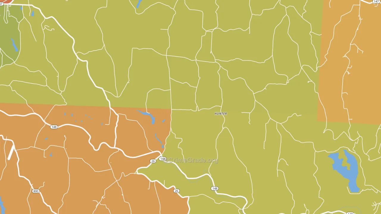 Hunter, OH Map of Robbery Rates