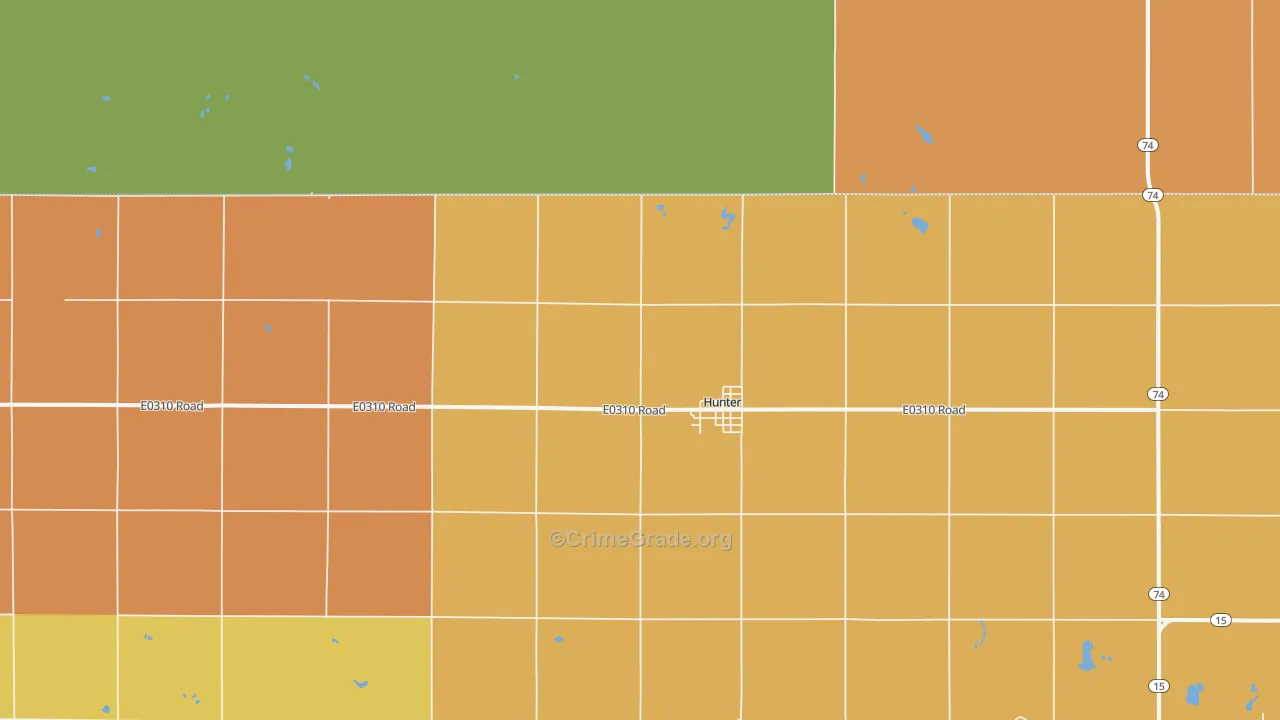 Hunter, OK Map of Robbery Rates