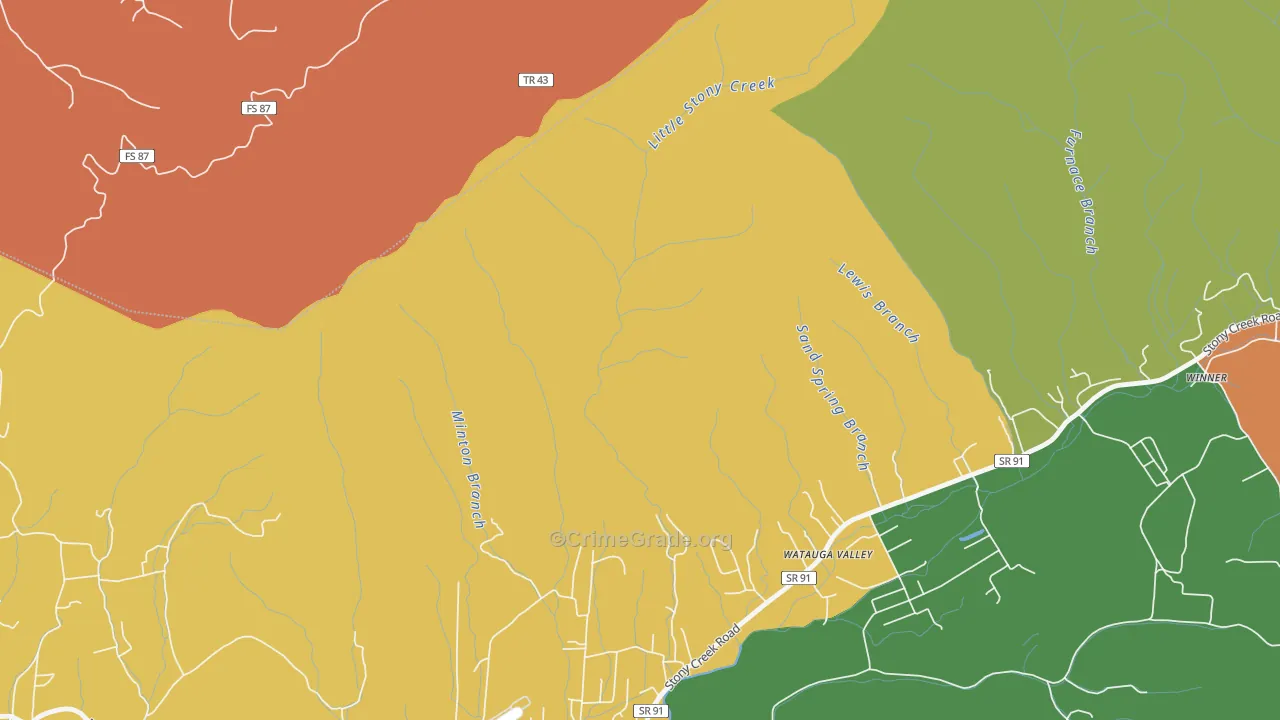 Hunter, TN Map of Robbery Rates