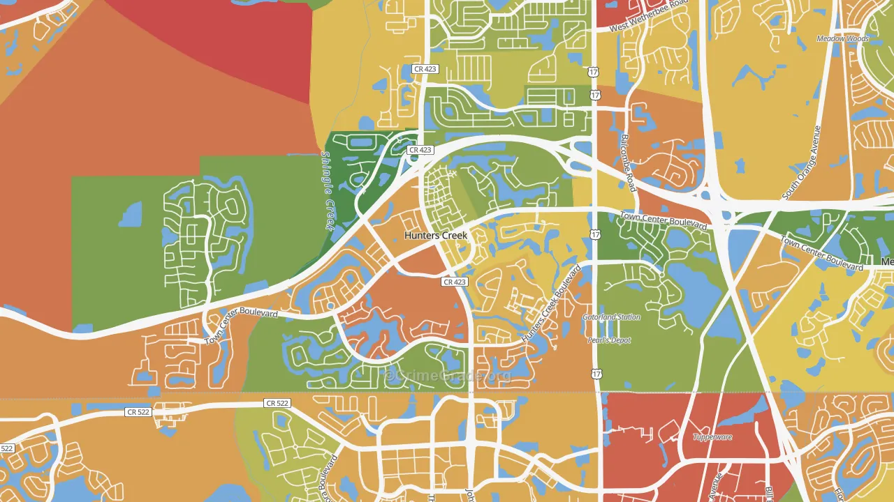 Hunters Creek, FL Map of Robbery Rates