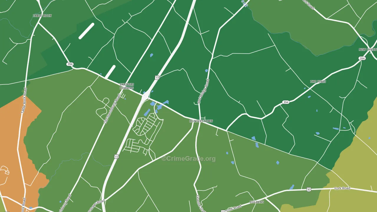 Hunterstown, PA Map of Robbery Rates