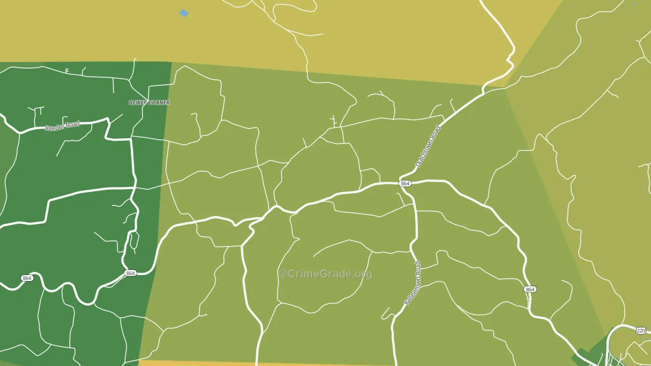 Huntersville, PA Map of Robbery Rates