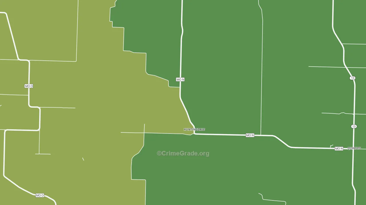 Huntingdale, MO Map of Robbery Rates