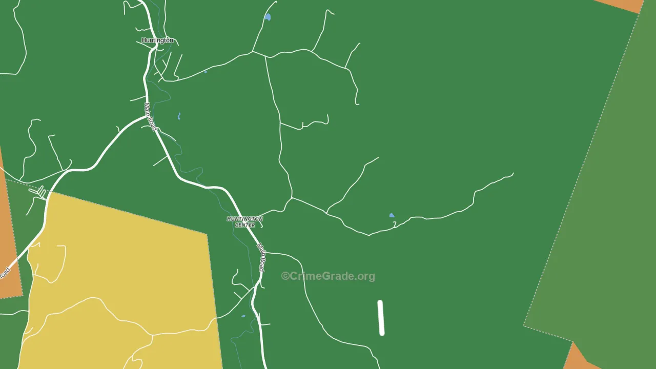 Huntington Center, VT Map of Robbery Rates