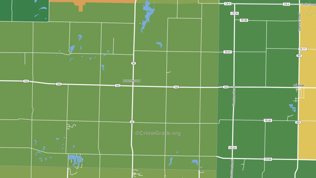 Huntington, OH Map of Robbery Rates