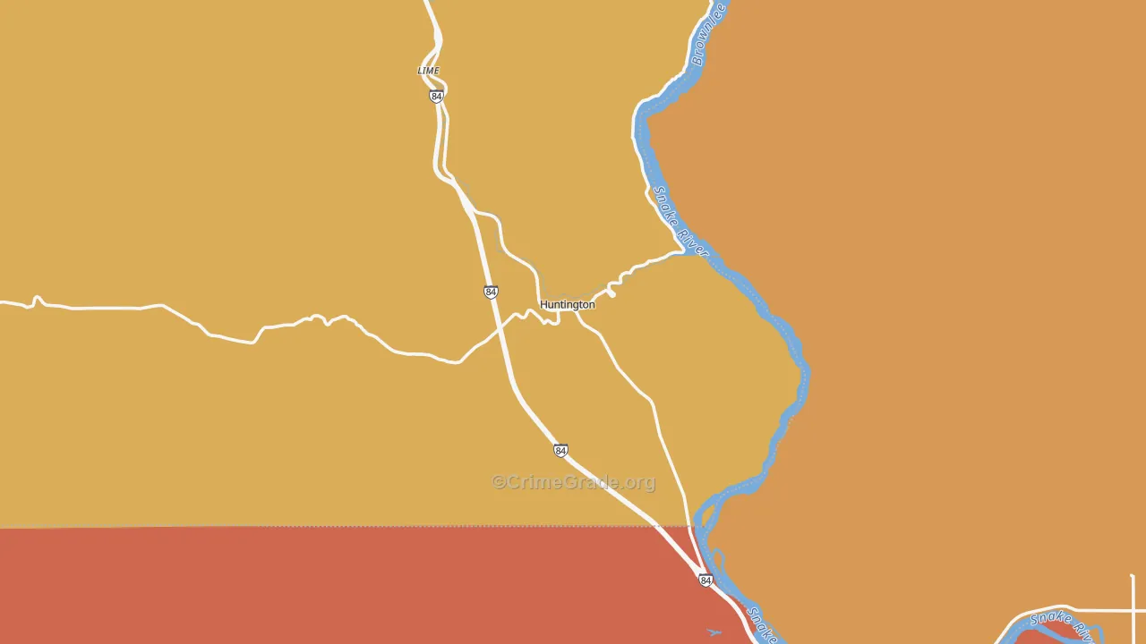 Huntington, OR Map of Robbery Rates