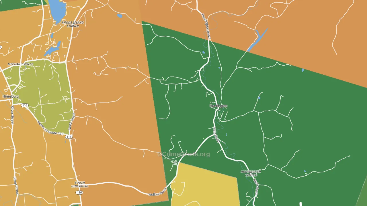 Huntington, VT Map of Robbery Rates