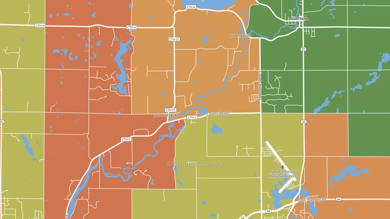 Huntington, WI Map of Robbery Rates