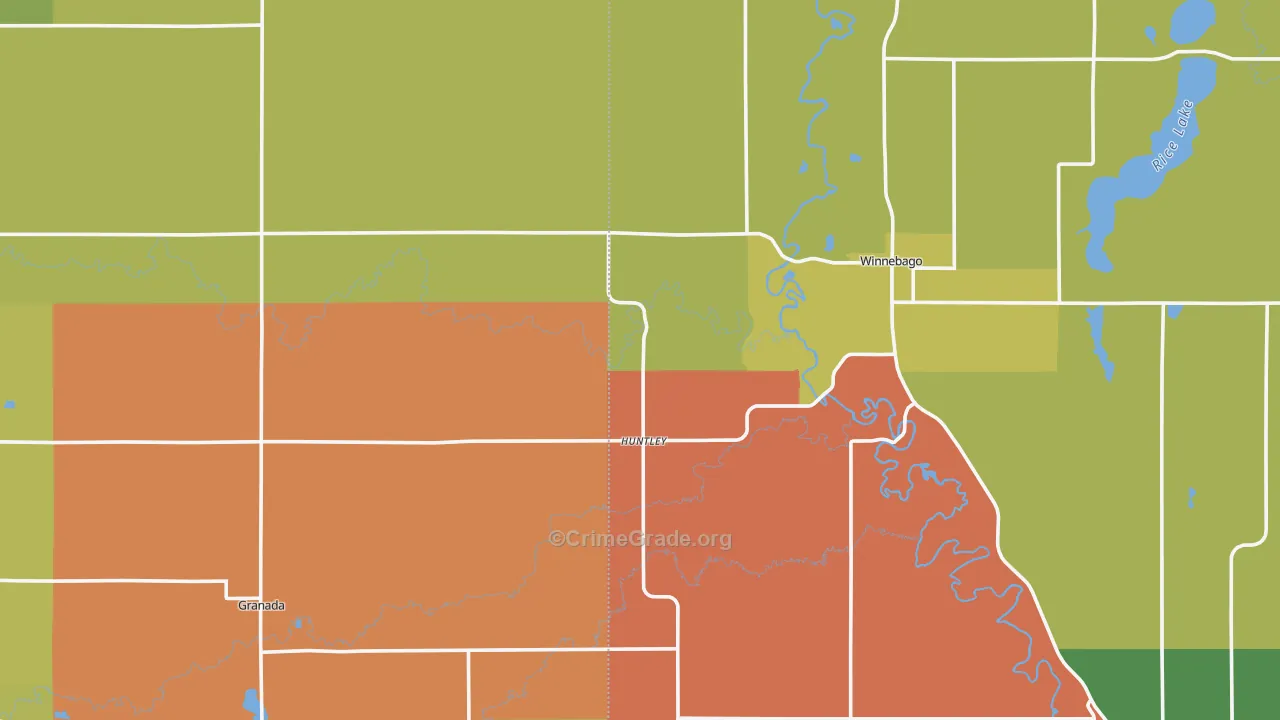 Huntley, MN Map of Robbery Rates