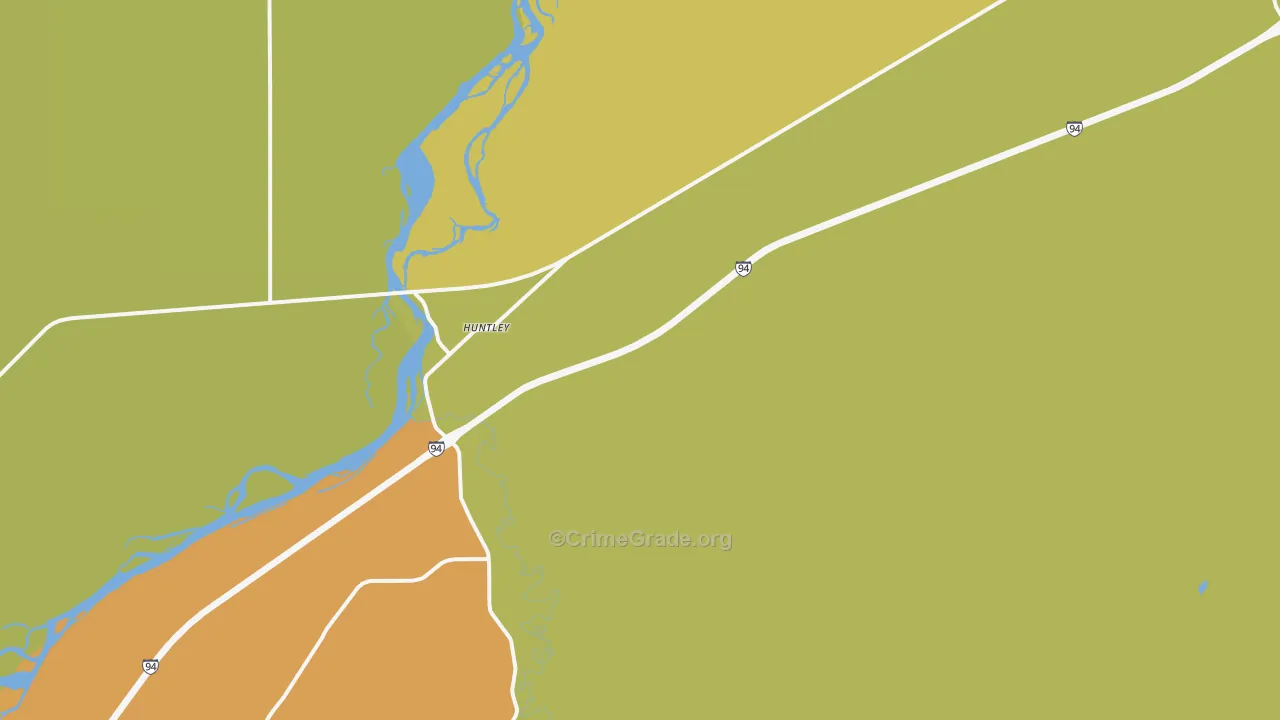 Huntley, MT Map of Robbery Rates