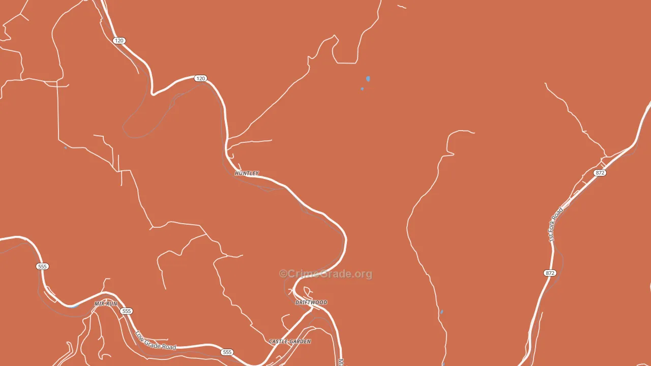 Huntley, PA Map of Robbery Rates