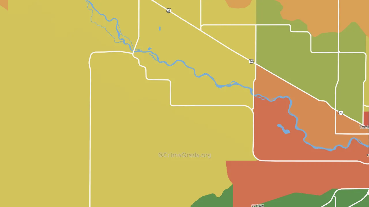 Huntley, WY Map of Robbery Rates