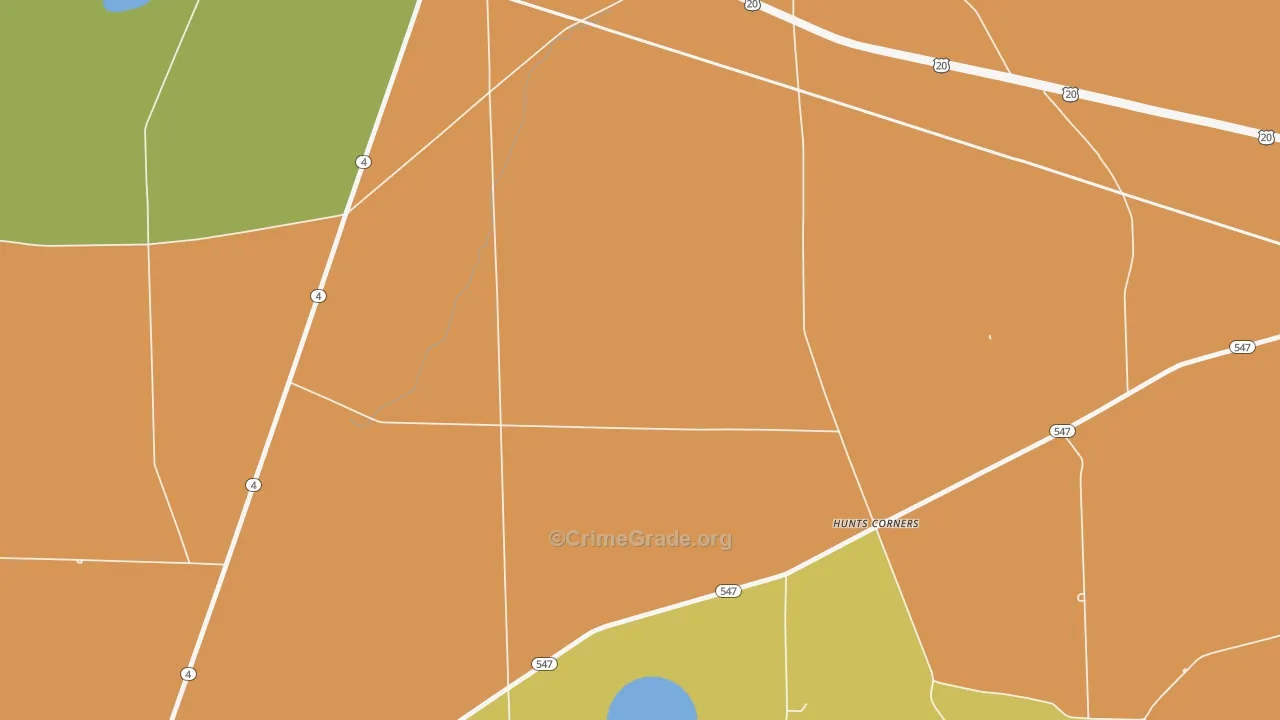 Hunts Corner, OH Map of Robbery Rates