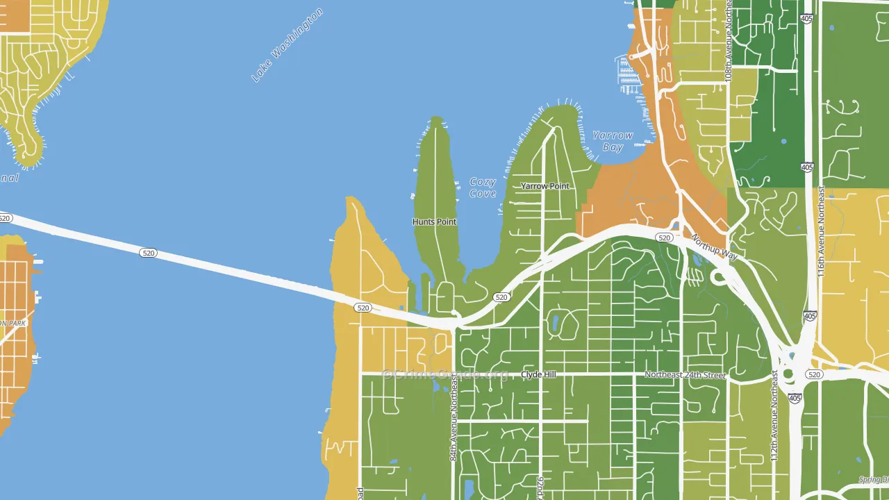 Hunts Point, WA Map of Robbery Rates