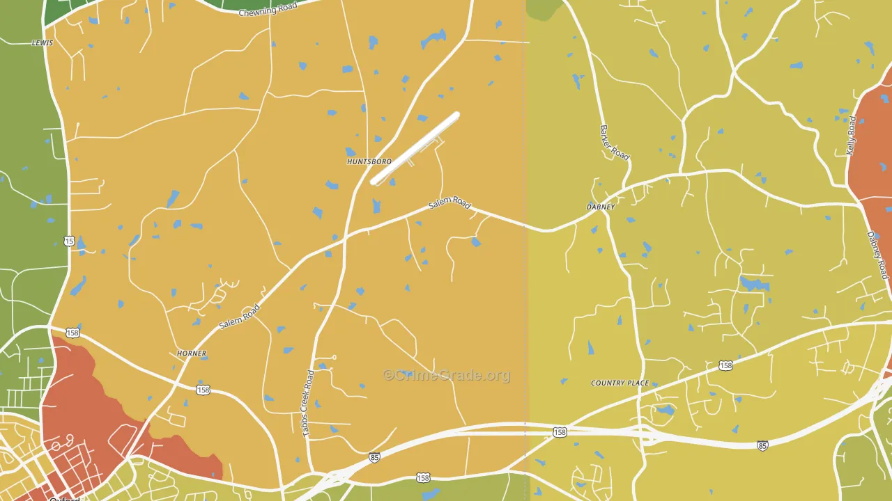 Huntsboro, NC Map of Robbery Rates