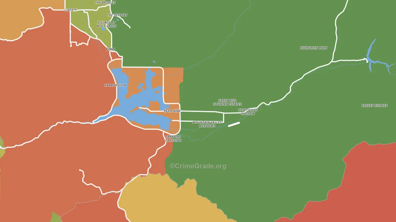 Huntsville, UT Map of Robbery Rates