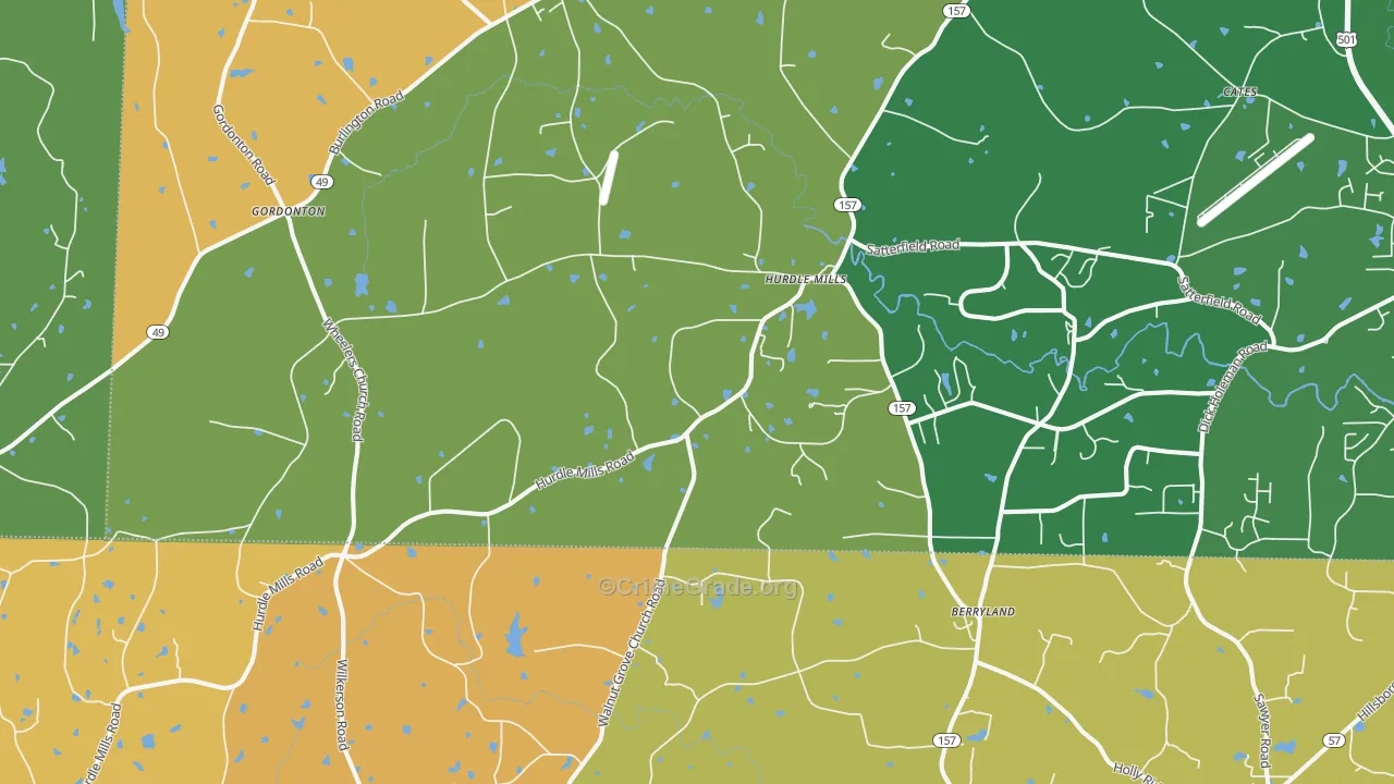 Hurdle Mills, NC Map of Robbery Rates