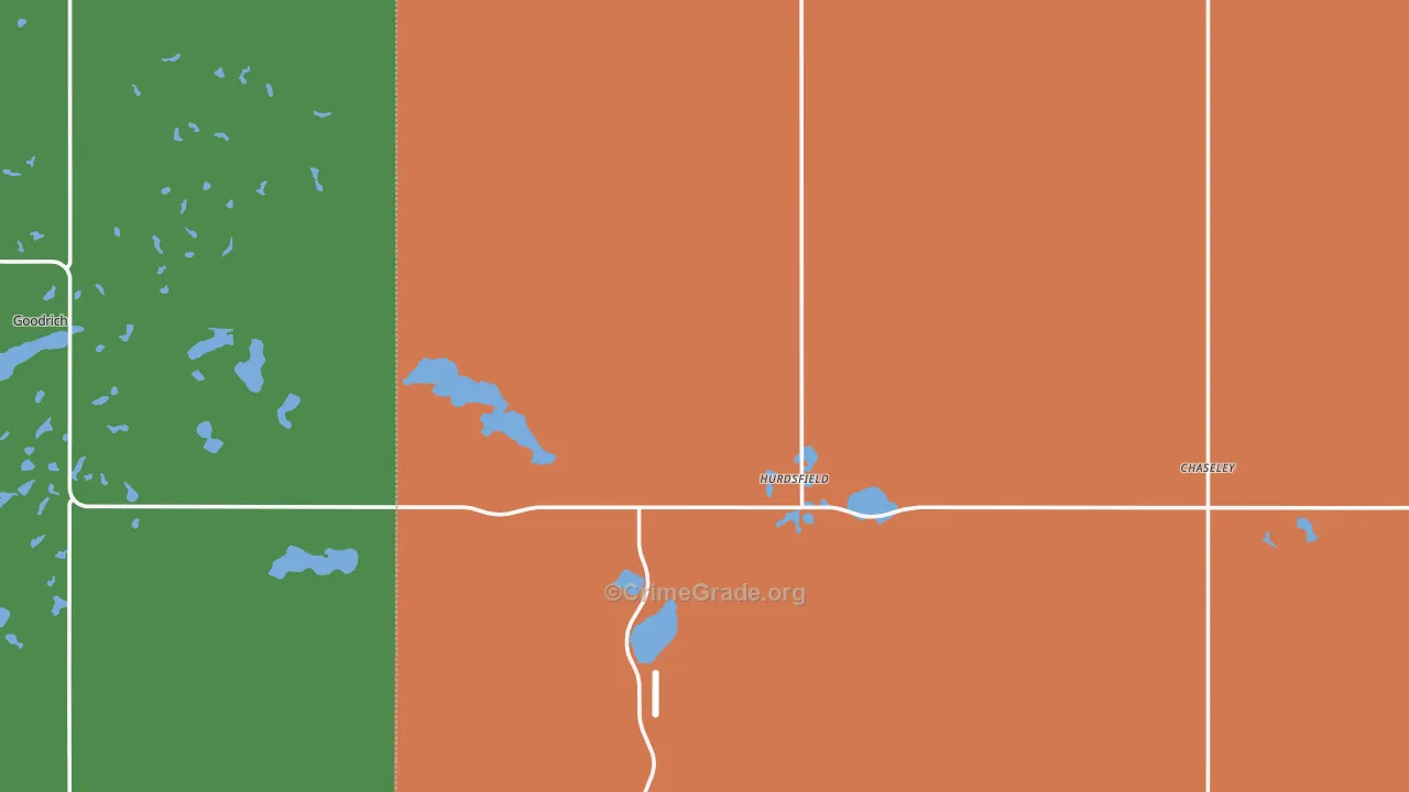 Hurdsfield, ND Map of Robbery Rates