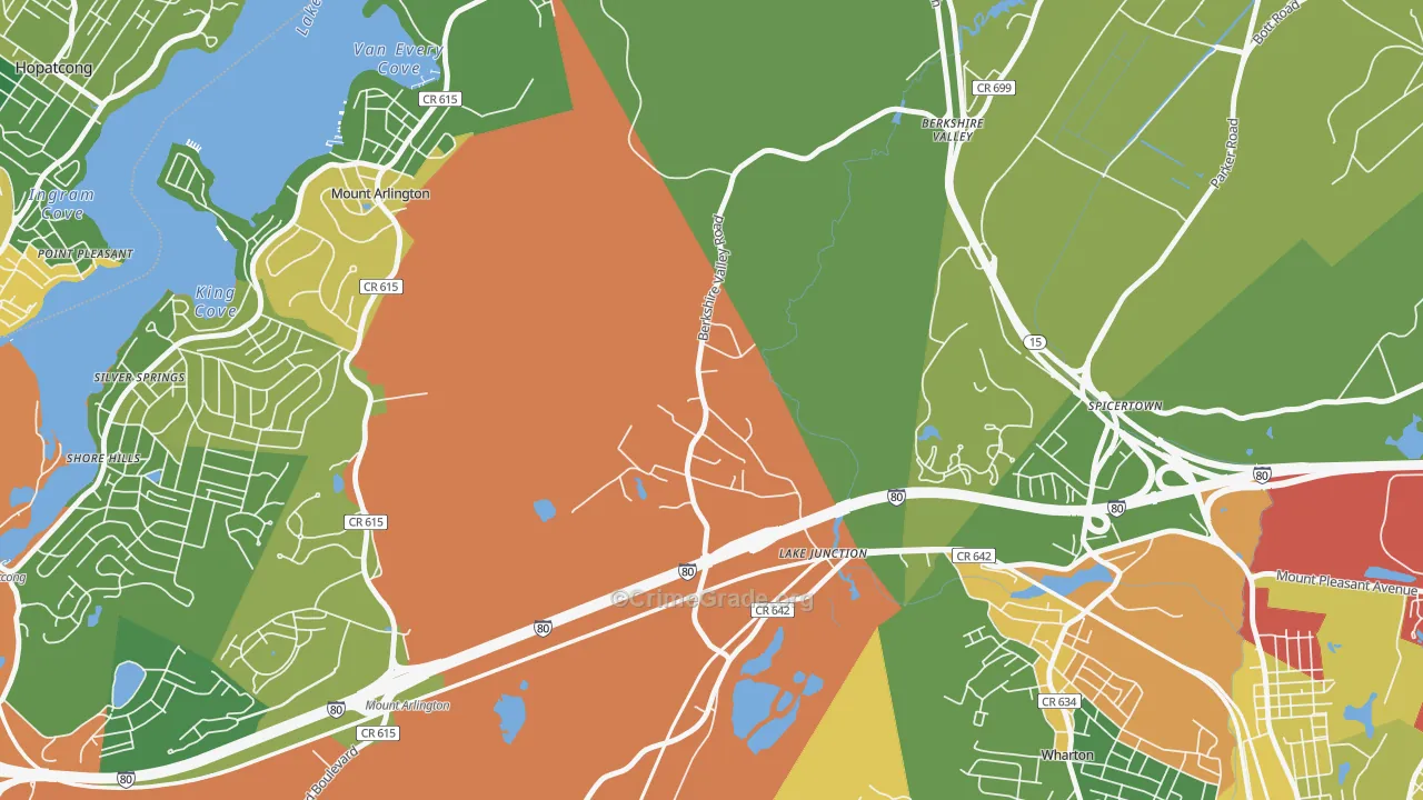Hurdtown, NJ Map of Robbery Rates