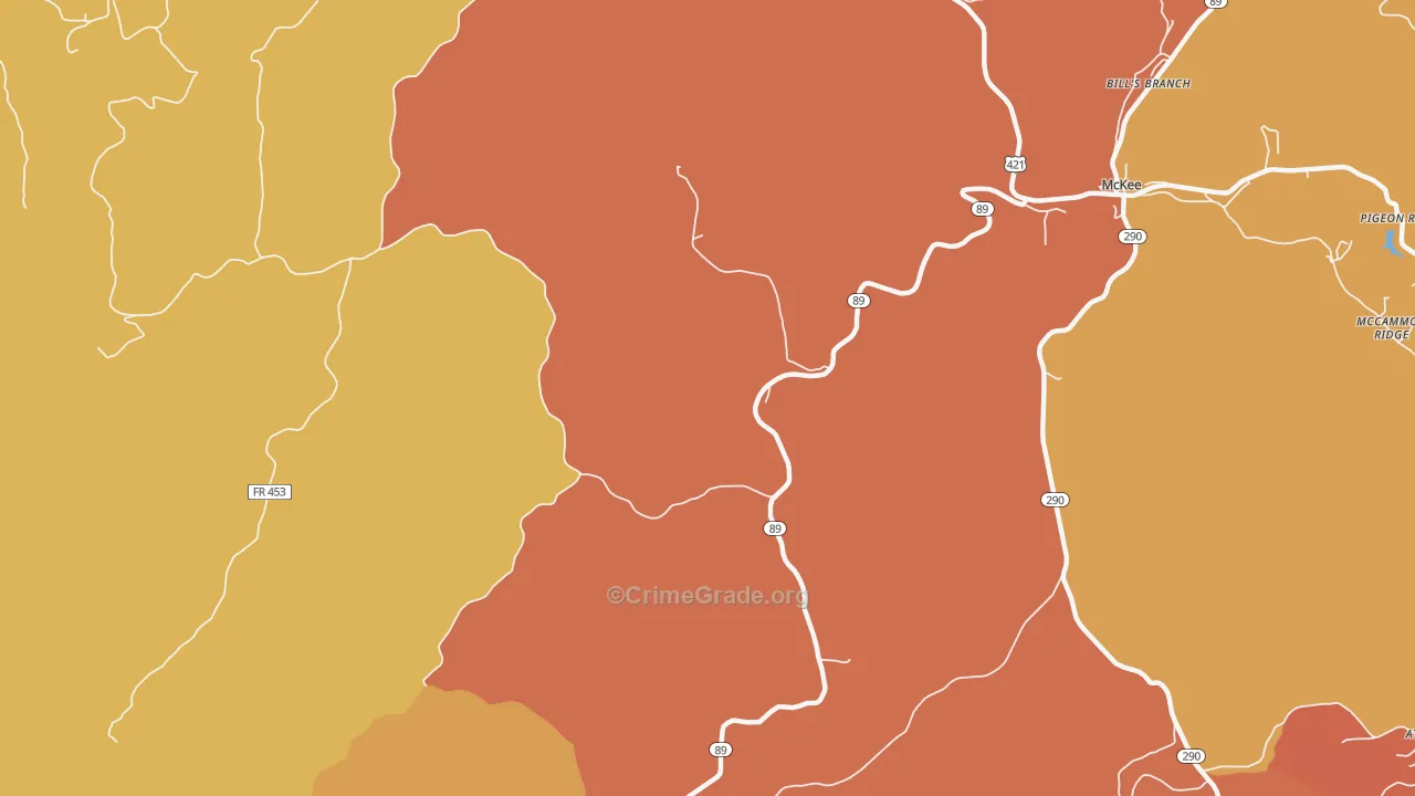 Hurley, KY Map of Robbery Rates