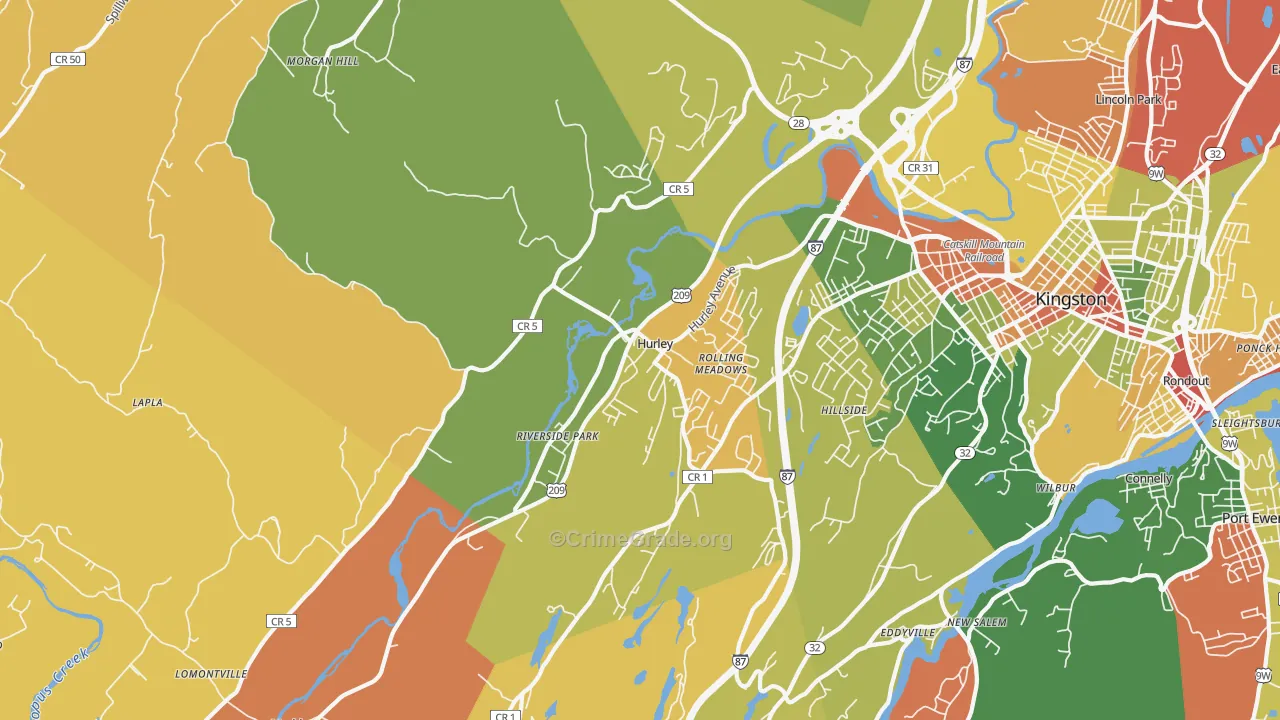 Hurley, NY Map of Robbery Rates