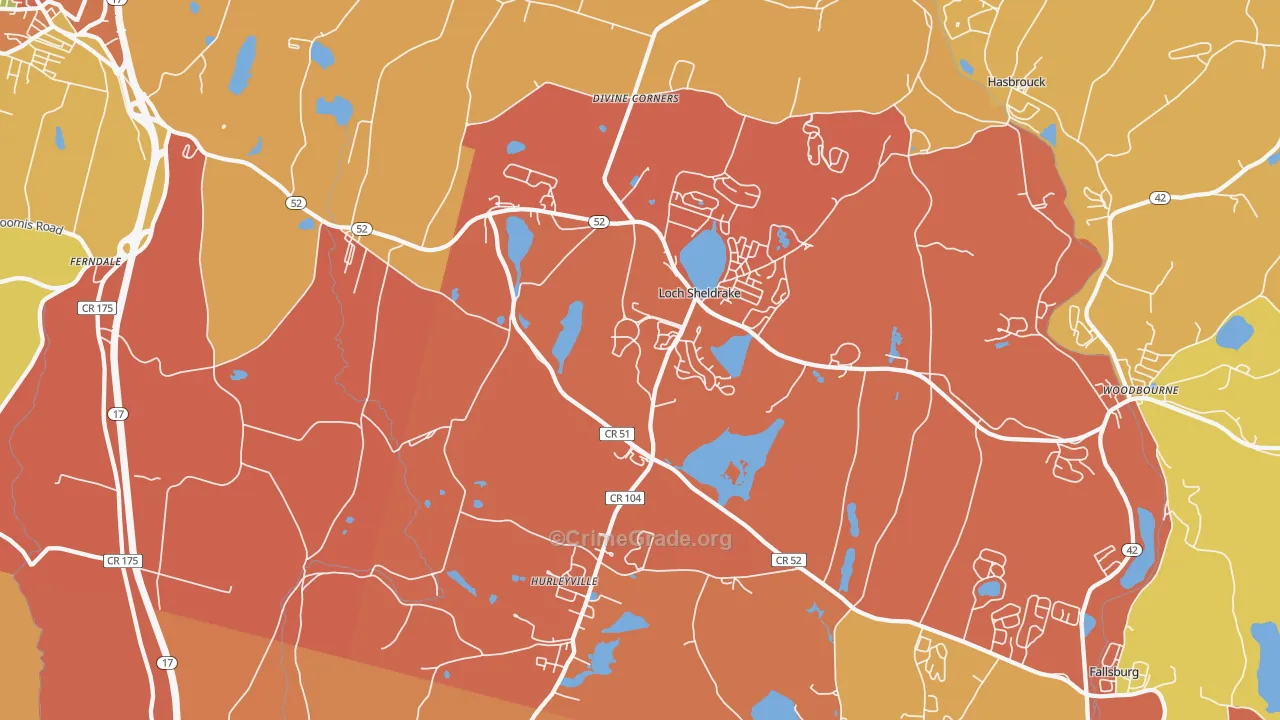 Hurleyville, NY Map of Robbery Rates