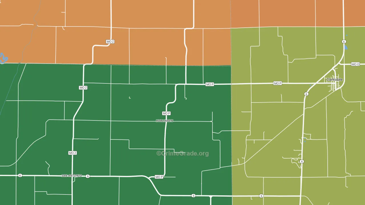 Hurlingen, MO Map of Robbery Rates