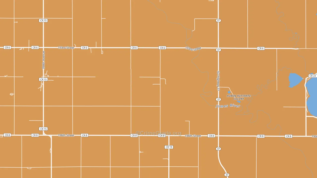 Huron Colony, SD Map of Robbery Rates