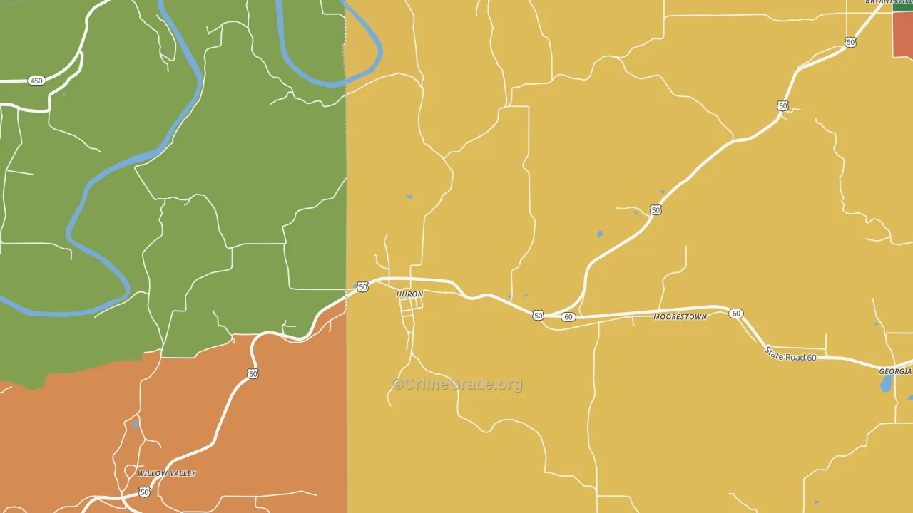 Huron, IN Map of Robbery Rates