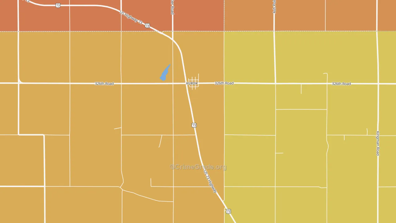 Huron, KS Map of Robbery Rates