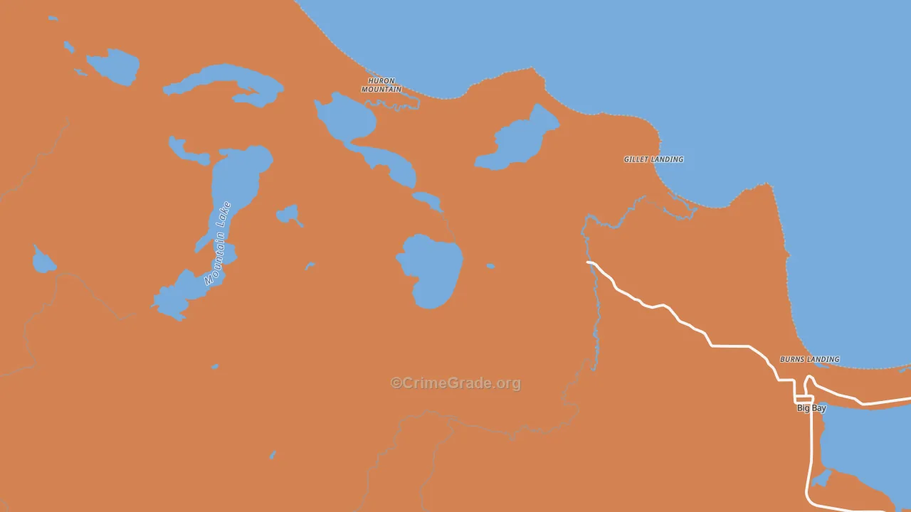 Huron Mountain, MI Map of Robbery Rates