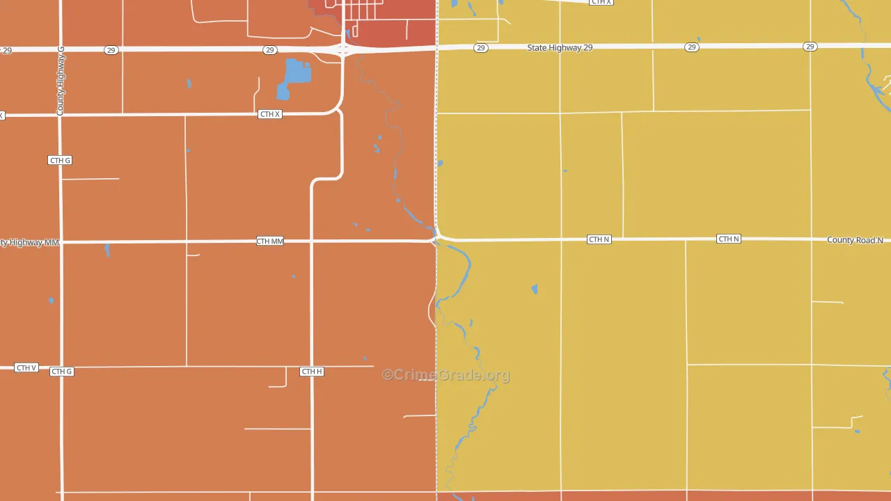 Huron, WI Map of Robbery Rates