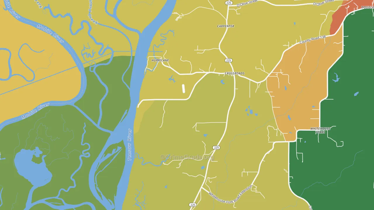 Hurricane, AL Map of Robbery Rates