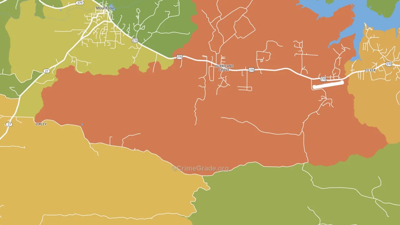 Hurricane Grove, AR Map of Robbery Rates