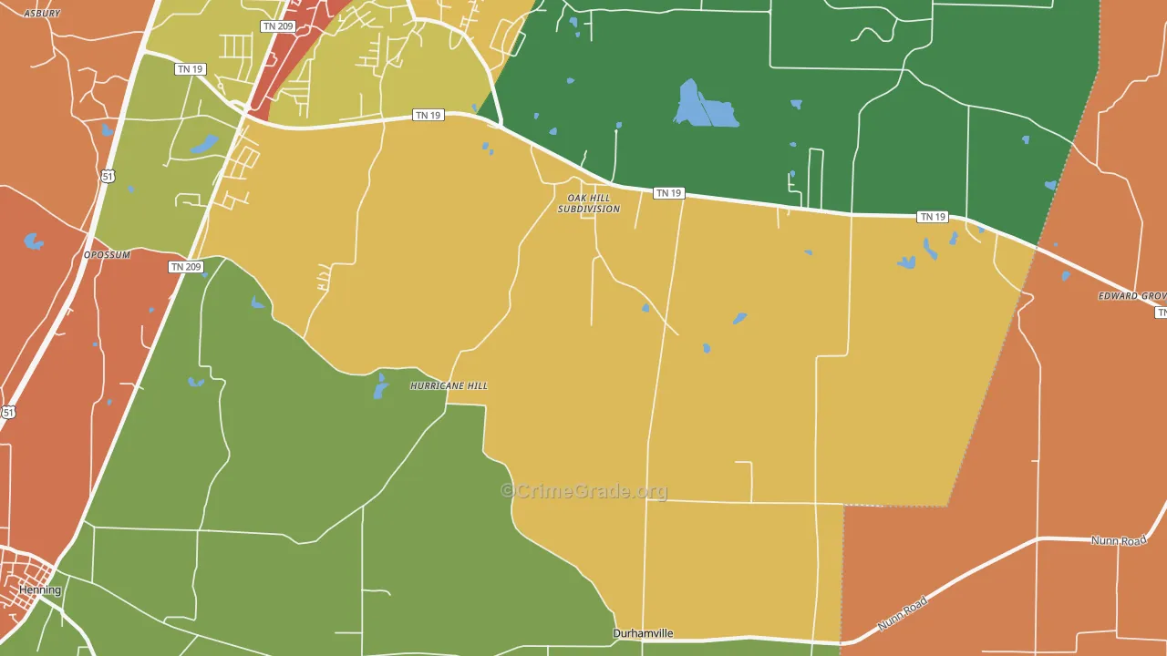 Hurricane Hill, TN Map of Robbery Rates