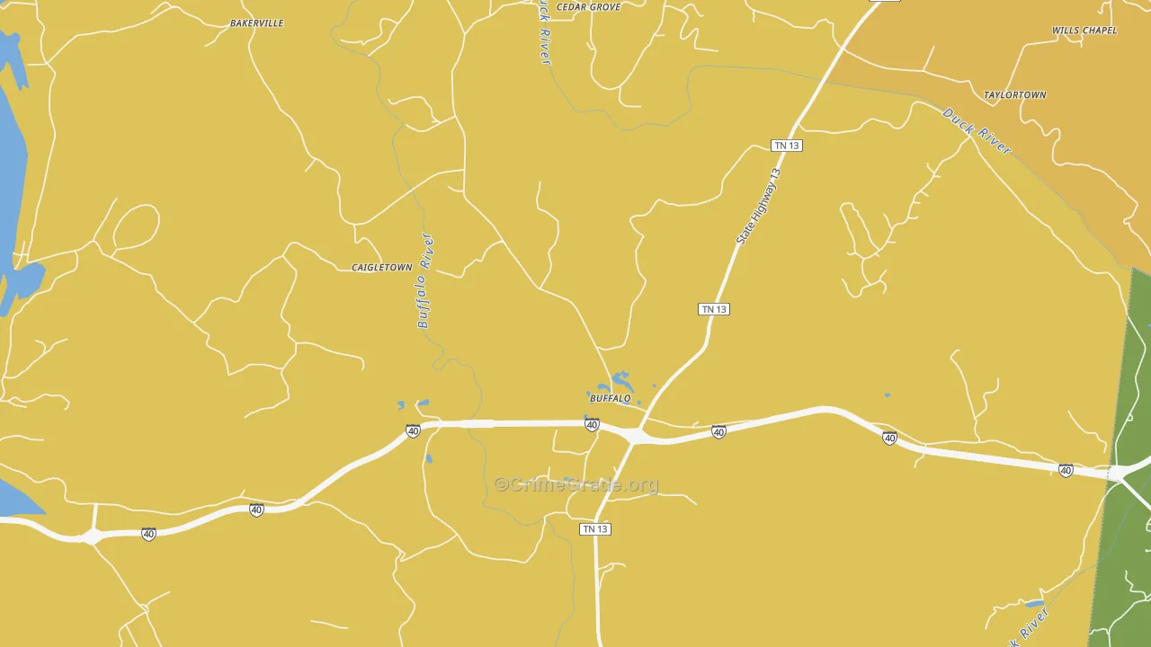 Hurricane Mills, TN Map of Robbery Rates