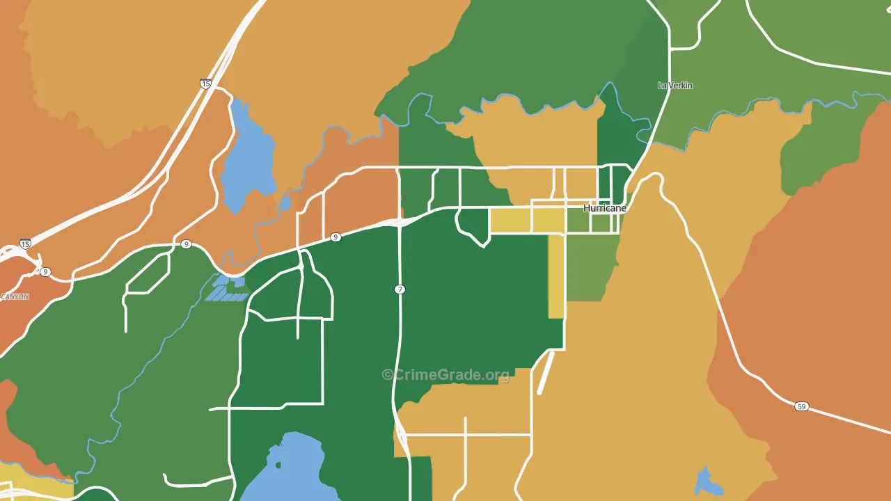 Hurricane, UT Map of Robbery Rates