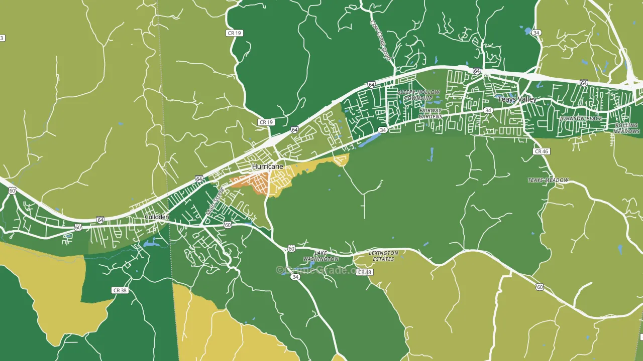 Hurricane, WV Map of Robbery Rates