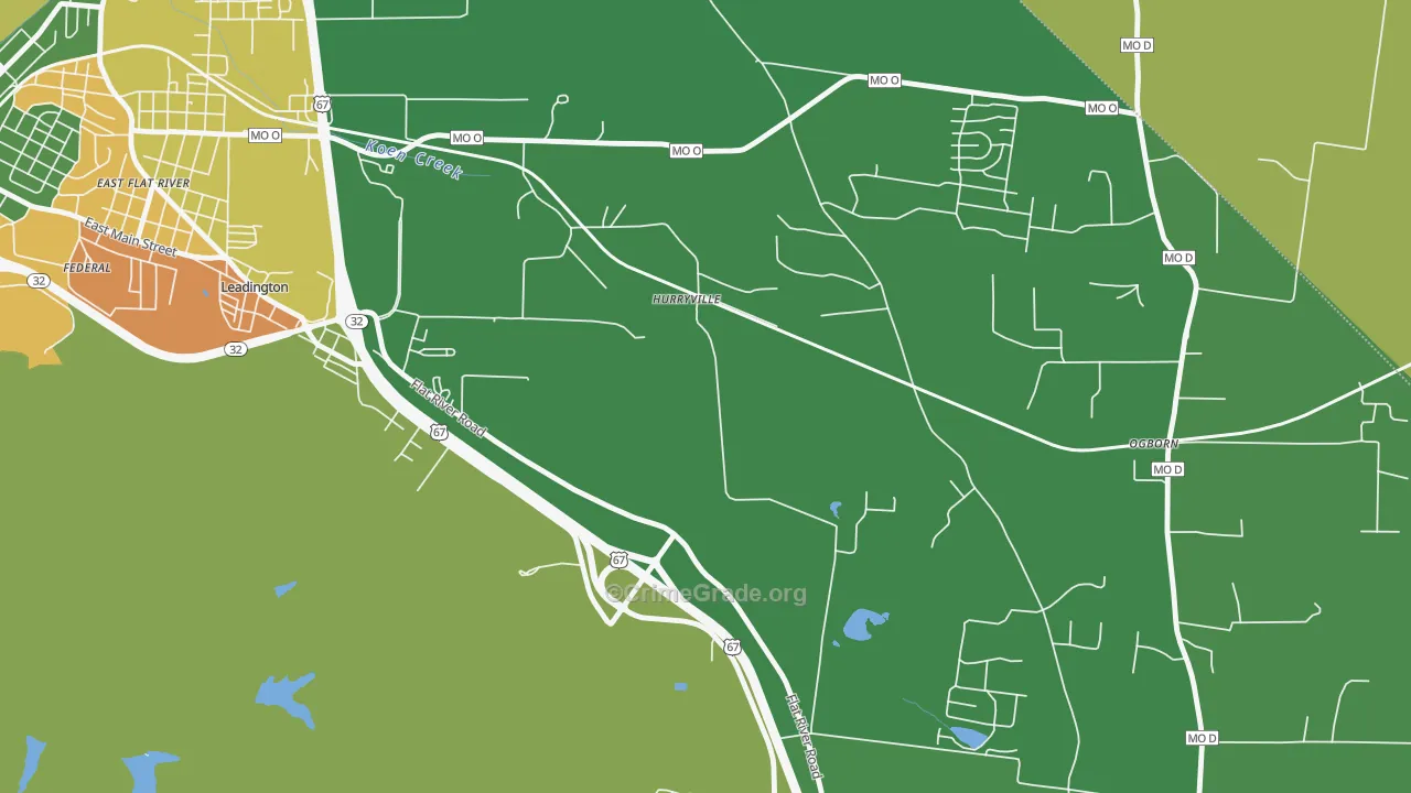 Hurryville, MO Map of Robbery Rates