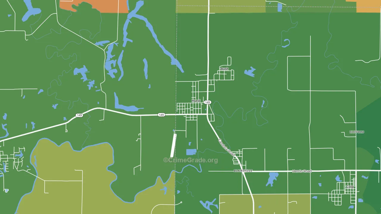 Hurst, IL Map of Robbery Rates