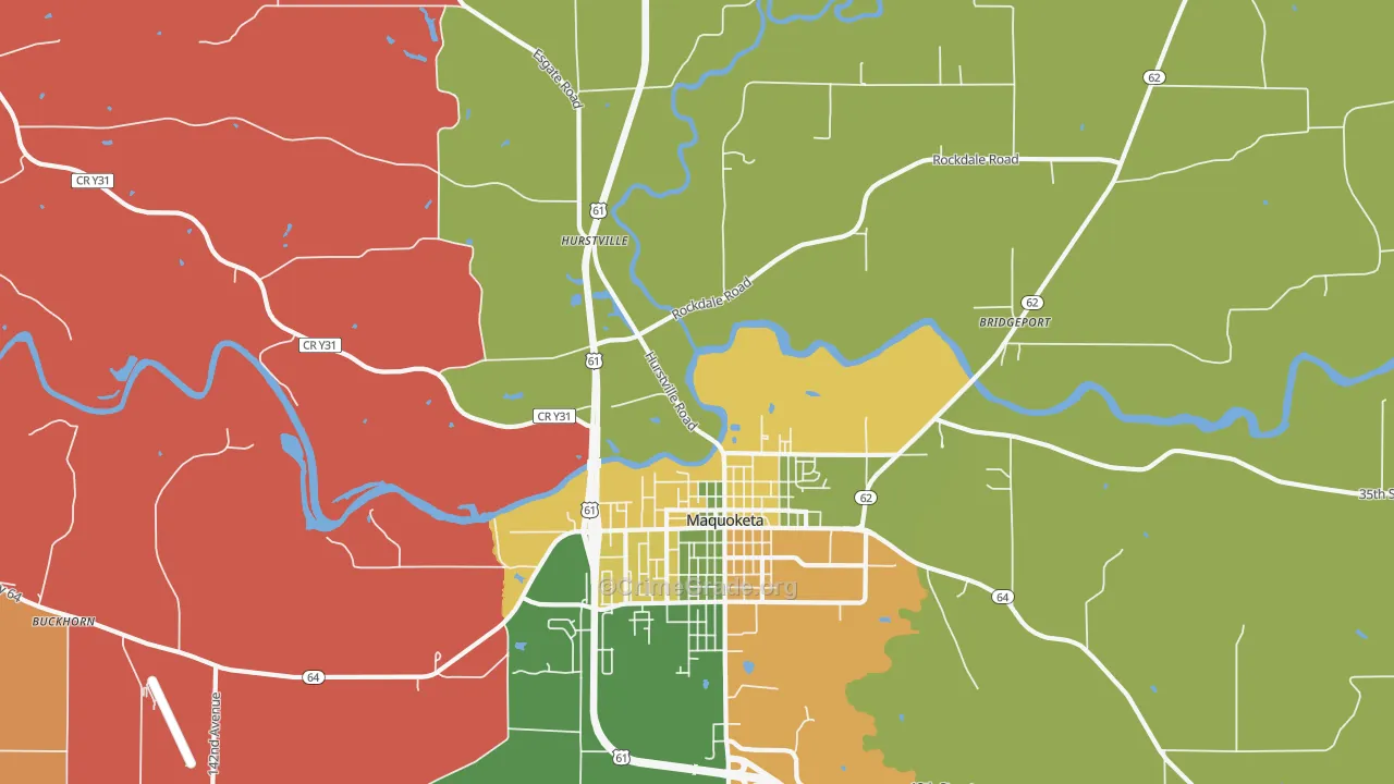 Hurstville, IA Map of Robbery Rates