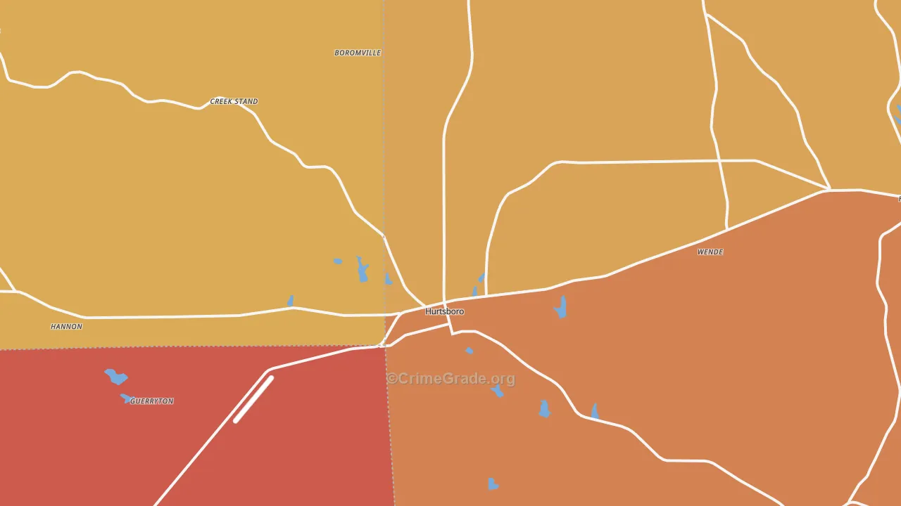 Hurtsboro, AL Map of Robbery Rates